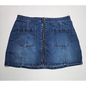 Hollister Skirt Womens Denim A Line Front Full Zip Pockets Size 13/31 Y2K